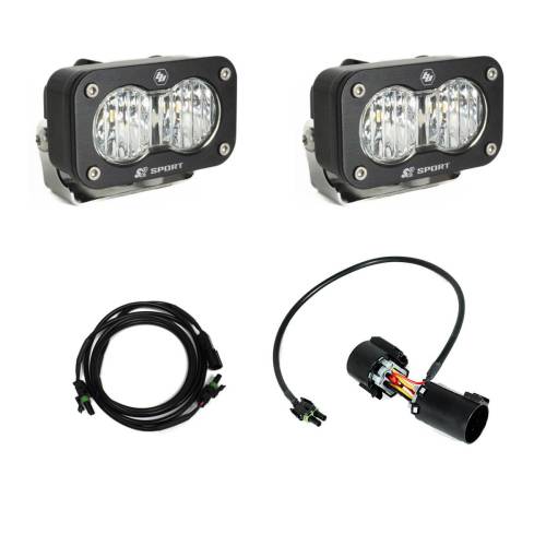 Baja Designs - Baja Designs S2 Sport Dual Reverse Light Kit for Ford (2023-25) F-250/350 Super Duty, Wide Cornering Light Pattern, Clear Lens, Trailer Hitch Harness Wiring