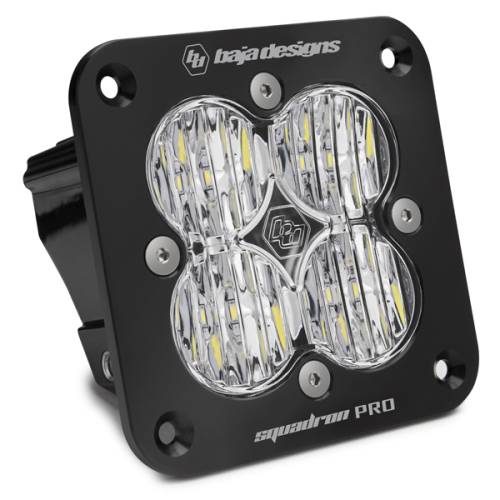 Baja Designs - Baja Designs Squadron Pro Black Flush Mount LED Auxiliary Light Pod - Universal, Wide Cornering Light Pattern, Clear Lens