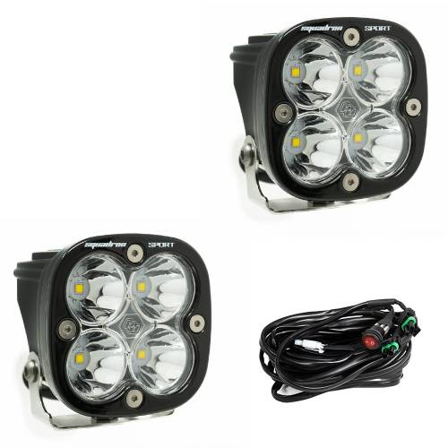 Baja Designs - Baja Designs Squadron Sport Black LED Auxiliary Light Pod Pair - Universal (Spot Light Pattern, Clear Lens)