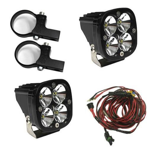 Baja Designs - Baja Designs PowerSports Squadron Pro Horizontal Mount Light Kit - Universal, Driving/Combo Light Pattern, Clear Lens, 2 Inch Mount