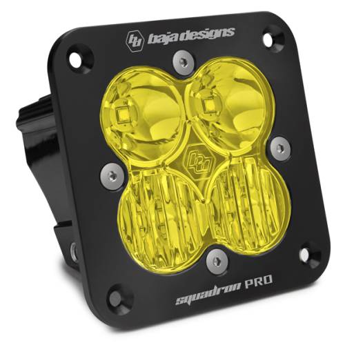 Baja Designs - Baja Designs Squadron Pro Black Flush Mount LED Auxiliary Light Pod - Universal, Driving/Combo Light Pattern, Baja Amber Lens