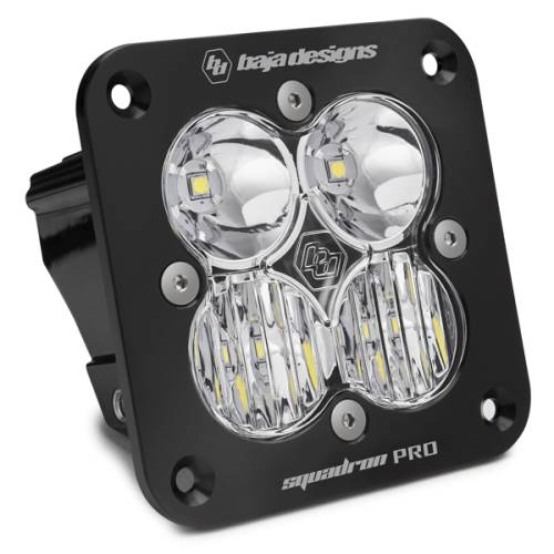 Baja Designs - Baja Designs Squadron Pro Black Flush Mount LED Auxiliary Light Pod - Universal, Driving/Combo Light Pattern, Clear Lens