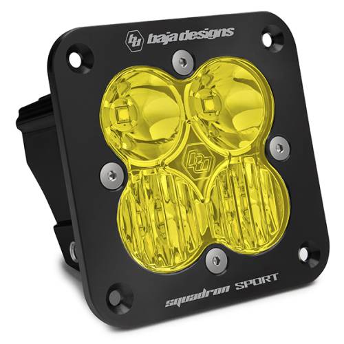 Baja Designs - Squadron Sport Black Flush Mount LED Auxiliary Light Pod - Universal (Driving/Combo Light Pattern, Baja Amber Lens)