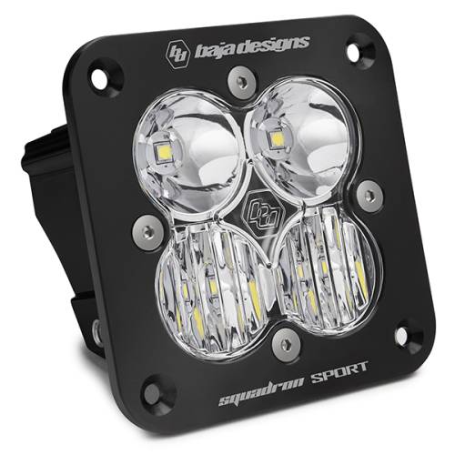 Baja Designs - Squadron Sport Black Flush Mount LED Auxiliary Light Pod - Universal (Driving/Combo Light Pattern, Clear Lens)