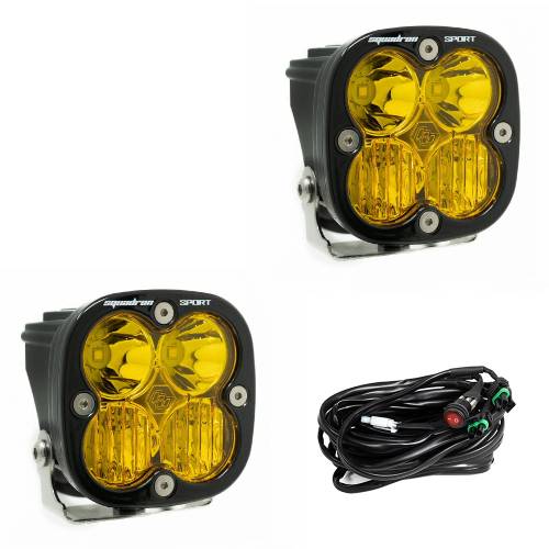 Baja Designs - Baja Designs Squadron Sport Black LED Auxiliary Light Pod Pair - Universal (Driving/Combo Light Pattern, Baja Amber Lens)