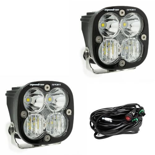 Baja Designs - Baja Designs Squadron Sport Black LED Auxiliary Light Pod Pair - Universal (Driving/Combo Light Pattern, Clear Lens)