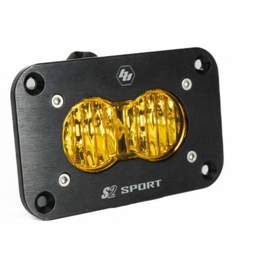 Baja Designs - Baja Designs S2 Sport Black Flush Mount LED Auxiliary Light Pod - Universal (Wide Cornering Light Pattern, Baja Amber Lens)