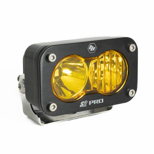 Baja Designs - Baja Designs S2 Pro Black LED Auxiliary Light Pod - Universal, Driving/Combo Light Pattern, Baja Amber Lens