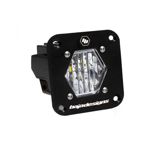 Baja Designs - Baja Designs S1 LED Auxiliary Light Pod, Flush Mount, Black, Wide Cornering Light Pattern, Clear Lens - Universal