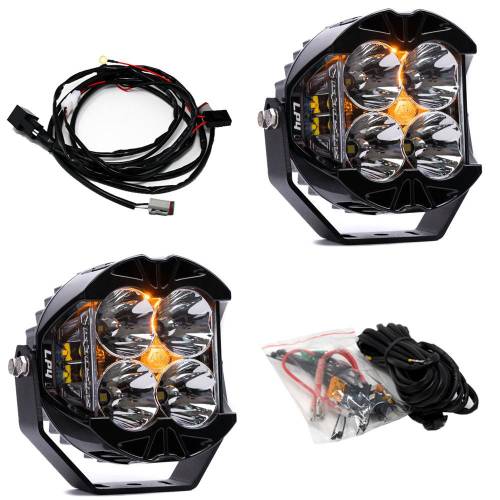 Baja Designs - Baja Designs LP4 Pro LED Auxiliary Light Pod Pair, Spot Light Pattern, Clear Lens, Amber Backlight - Universal