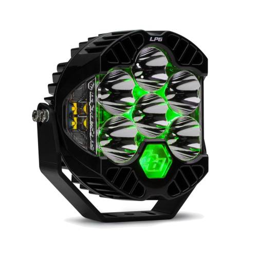 Baja Designs - Baja Designs LP6 Pro LED Auxiliary Light Pod Light Pattern Driving/Combo, Clear Lens, Green Backlight - Universal