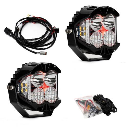 Baja Designs - Baja Designs LP4 Pro LED Auxiliary Light Pod Pair Driving/Combo Light Pattern, Clear Lens, Red Backlight - Universal