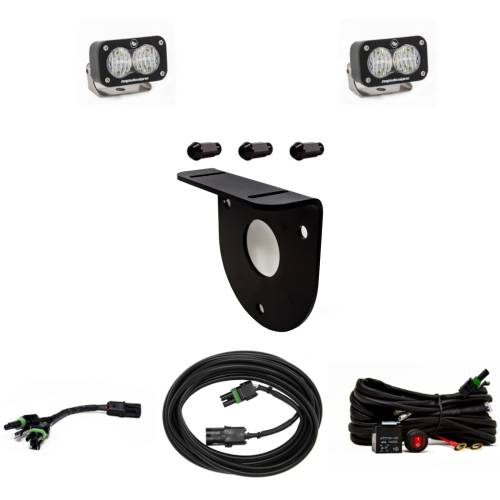 Baja Designs - Baja Designs S2 Sport Dual Reverse Light Kit for Ford (2021-25) Bronco, Wide Cornering Light Pattern, Clear Lens, Toggle Wiring, w/out License Plate Mount