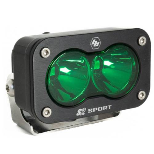 Baja Designs - Baja Designs S2 Sport Black LED Auxiliary Light Pod - Universal (Spot Light Pattern, Green Lens)