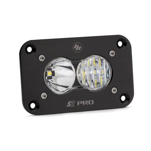 Baja Designs - Baja Designs S2 Pro Black Flush Mount LED Auxiliary Light Pod - Universal, Driving/Combo Light Pattern, Clear Lens