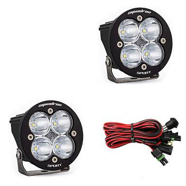 Baja Designs - Baja Designs Squadron-R Sport Black LED Auxiliary Light Pod Pair - Universal, Work/Scene Light Pattern, Clear Lens