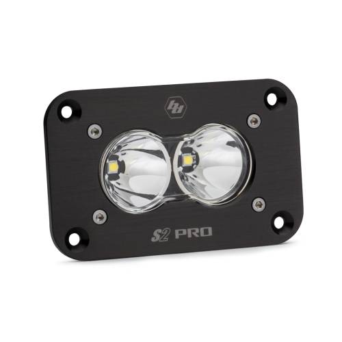 Baja Designs - Baja Designs S2 Pro Black Flush Mount LED Auxiliary Light Pod - Universal, Spot Light Pattern, Clear Lens
