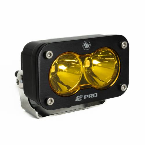 Baja Designs - Baja Designs S2 Pro Black LED Auxiliary Light Pod - Universal, Spot Light Pattern, Baja Amber Lens