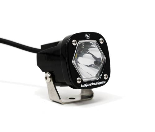 Baja Designs - Baja Designs S1 Black LED Auxiliary Light w/ Mounting Bracket, Single, Spot Light Pattern, Clear Lens - Universal
