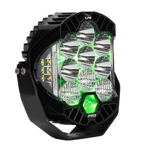 Baja Designs - Baja Designs LP9 Pro LED Auxiliary Light Pod, Driving/Combo Light Pattern, Clear Lens, Green Backlight - Universal