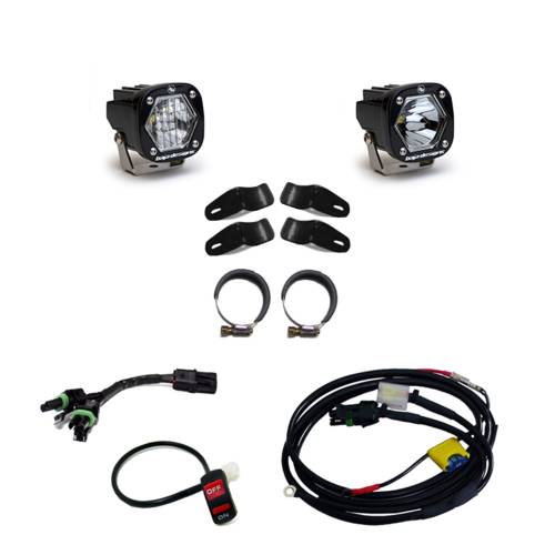 Baja Designs - Baja Designs Moto S1 Auxiliary Light Kit - Universal, Multi-Pattern Light Pattern, Clear Lens, Universal Battery