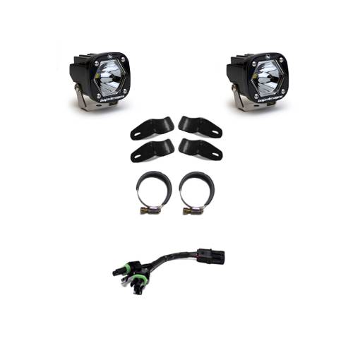 Baja Designs - Baja Designs Moto S1 Auxiliary Light Kit - Universal, Spot Light Pattern, Clear Lens, EFI Battery Type