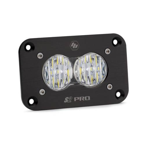 Baja Designs - Baja Designs S2 Pro Black Flush Mount LED Auxiliary Light Pod - Universal, Wide Cornering Light Pattern, Clear Lens