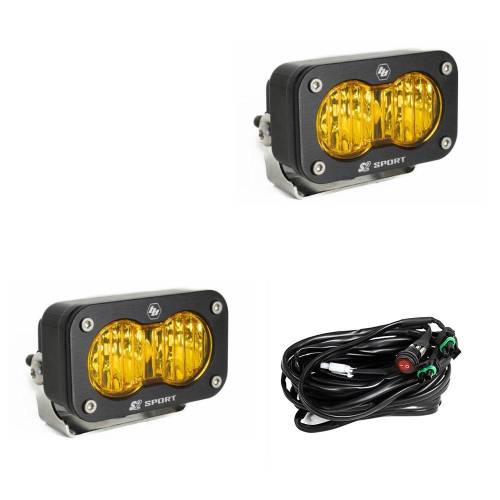 Baja Designs - Baja Designs S2 Sport Black LED Auxiliary Light Pod Pair - Universal (Wide Cornering Light Pattern, Baja Amber Lens)