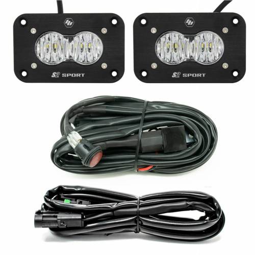 Baja Designs - Baja Designs S2 Sport Black Flush Mount LED Light Pod Reverse Kit - Universal (Wide Cornering, Clear Lens)