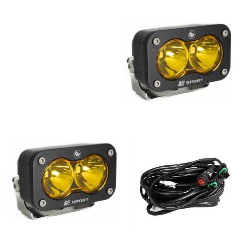 Baja Designs - Baja Designs S2 Sport Black LED Auxiliary Light Pod Pair - Universal (Spot Light Pattern, Baja Amber Lens)