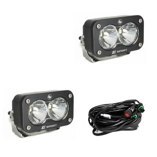 Baja Designs - Baja Designs S2 Sport Black LED Auxiliary Light Pod Pair - Universal (Spot Light Pattern, Clear Lens)