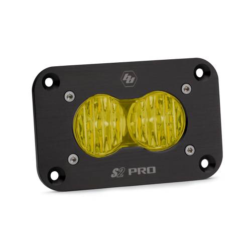 Baja Designs - Baja Designs S2 Pro Black Flush Mount LED Auxiliary Light Pod - Universal, Wide Cornering Light Pattern, Baja Amber Lens