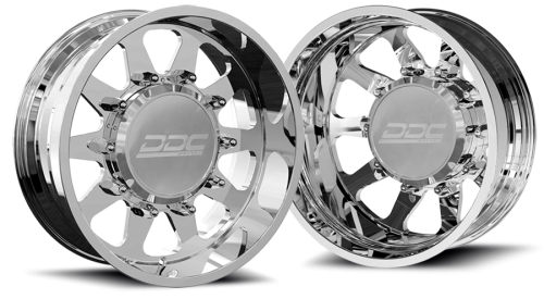DDC Wheels - DDC Dually Wheels The Ten Forged 22x8.25 10x225 Polished SS Fronts 05-10 Ford 15-25 F-450/F-550 Dodge Ram 08-25 4500/5500