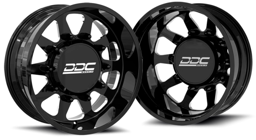 DDC Wheels - DDC Dually Wheels The Ten Forged 22x8.25 10x225 Black/Mill SS Fronts 05-10 Ford 15-25 F-450/F-550 Dodge Ram 08-25 4500/5500