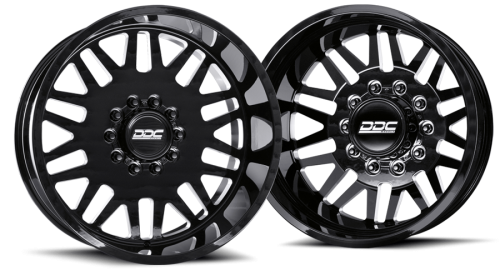 DDC Wheels - DDC Dually Wheels Aftermath Black/Mill 22x8.25 10x225 SS Fronts 05-10 Ford 15-25 F-450/F-550 Dodge Ram 08-25 4500/5500