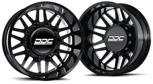 DDC Wheels - DDC Dually Wheels Aftermath Black/Mill 22x8.25 8x210 SS Fronts For 11-25 Silverado/Sierra 3500