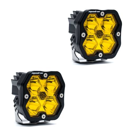 Baja Designs - Baja Designs Squadron 2.0 Sport Black LED Auxiliary Light Pod Pair - Universal (Driving/Combo Light Pattern, Baja Amber Lens, No Harness)