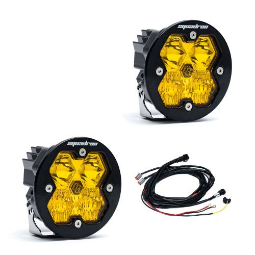 Baja Designs - Baja Designs Squadron-R 2.0 Sport Black LED Auxiliary Light Pod Pair - Universal (Wide Cornering Light Pattern, Amber Lens, No Harness)