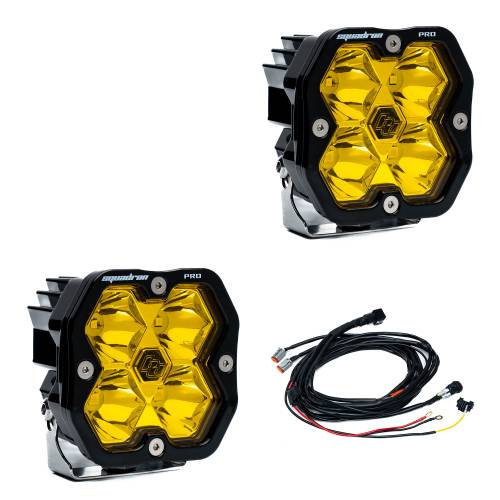 Baja Designs - Baja Designs Squadron 2.0 Pro Black LED Auxiliary Light Pod Pair - Universal (Spot Light Pattern, Amber Lens, No Harness)