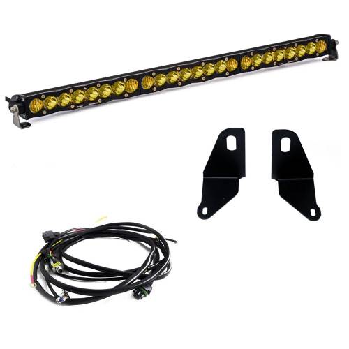 Baja Designs - Baja Designs S8 30 Inch Behind-the-Grille Light Bar Kit for Chevrolet (2022-26) Silverado 1500 (Driving/Combo Light Pattern, Amber Lens)