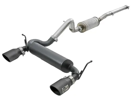 aFe - aFe Power Rebel Series 2-1/2 IN Cat-Back Exhaust System for Jeep (2007-18) Wrangler V6-3.6L/3.8L (409 Stainless Steel w/ Black Tips, 2/4-Door)