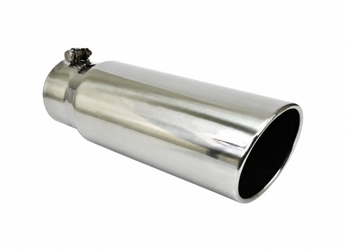 Different Trends - Different Trends Exhaust Tip, 5" - 6" x 15" Angle, Stainless, Single Wall Rolled Edge