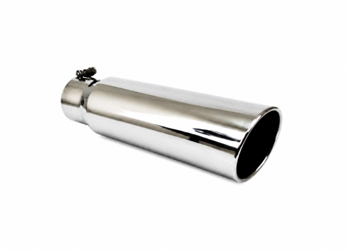 Different Trends - Different Trends Exhaust Tip, 4" - 5" x 18" Angle, T-304 Stainless, Single Wall Rolled Edge