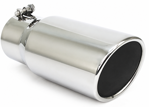 Different Trends - Different Trends Exhaust Tip, 4" - 5" x 12" Angle, T-304 Stainless, Single Wall Rolled Edge