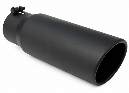 Different Trends - Different Trends Exhaust Tip, 5" - 6" x 15" Angle, Black, Single Wall Rolled Edge