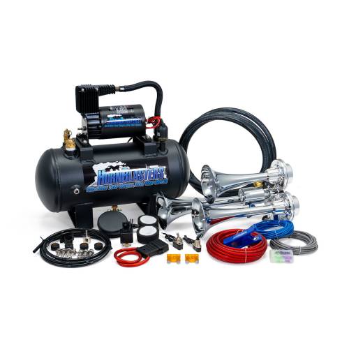 HornBlasters - HornBlasters Jackass/caboose 127H Series Air Horn Kit, Chrome, 1.5 Gallon, 120 PSI