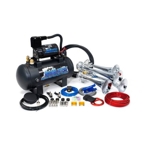 HornBlasters - HornBlasters Bullet 127H Series Air Horn Kit, Chrome, 1.5 Gallon, 120 PSI