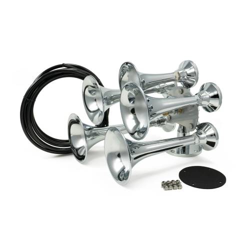 HornBlasters - HornBlasters Admiral Train Horn, Chrome, Marine Grade, 5-Chime, 12 Volt