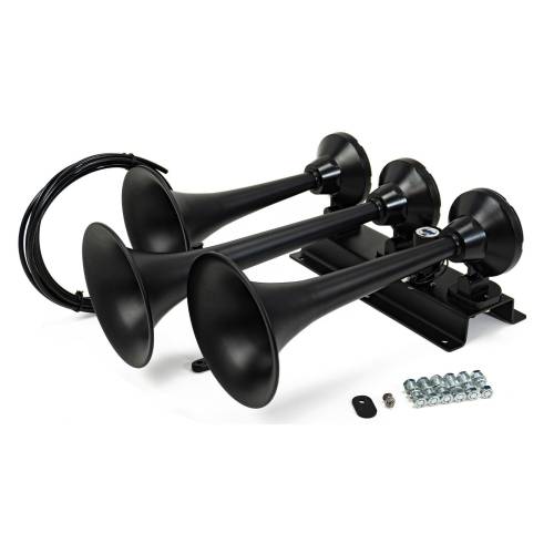 HornBlasters - HornBlasters Flatlaw Train Horn, Black, 3-Chime, 12 Volt