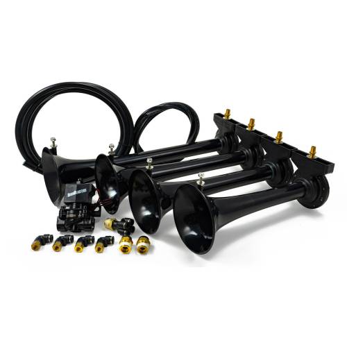 HornBlasters - HornBlasters Shockerxl Train Horn, Black, 4-Chime, 12 Volt